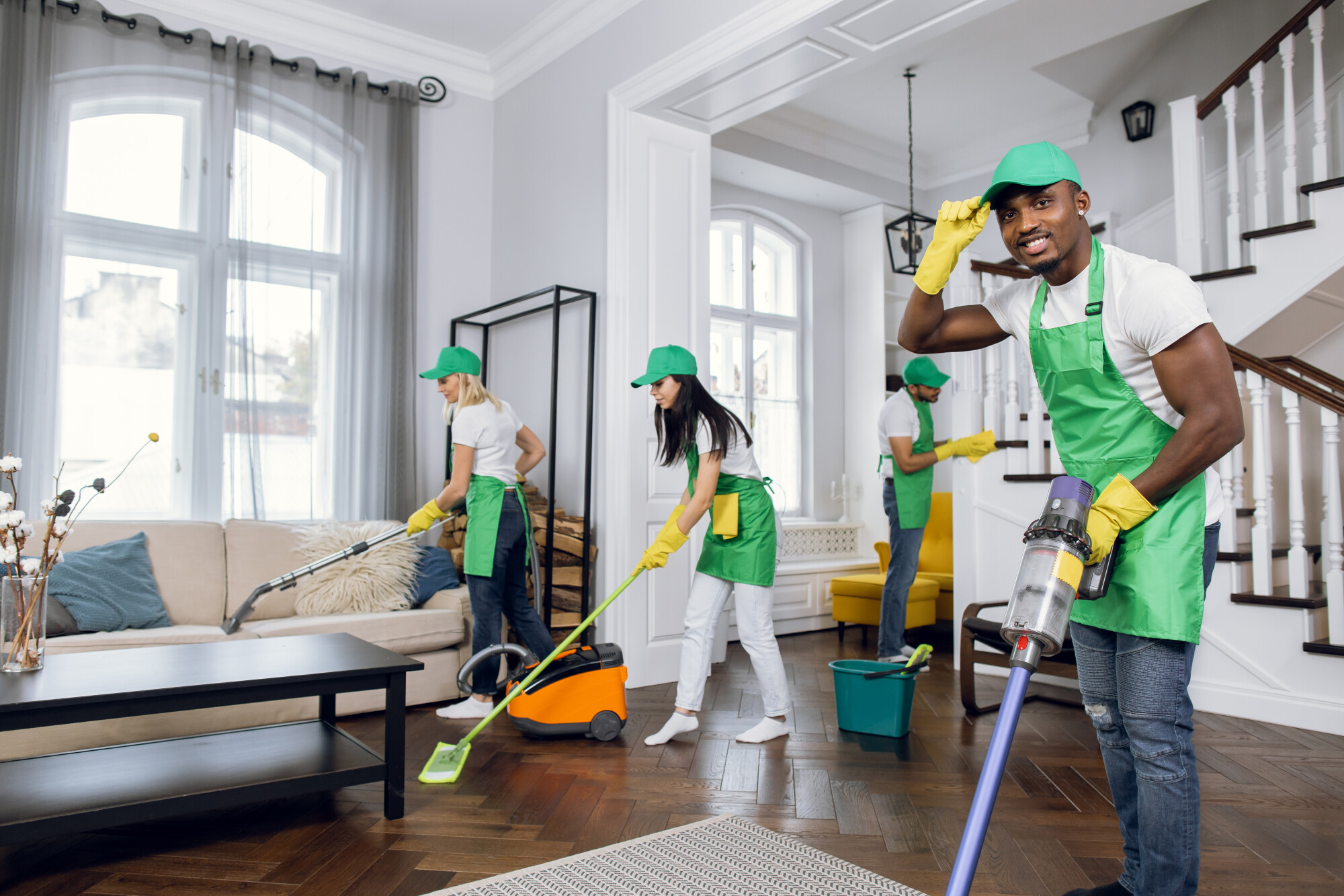Professional residential cleaning team